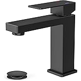 FORIOUS Bathroom Faucets, Single Hole Black Bathroom Faucet with Pop-up Drain, Lead-Free, Single Handle Faucet for Sink, Vanity, RV, Lavatory, Suitable for 1 or 3 Holes