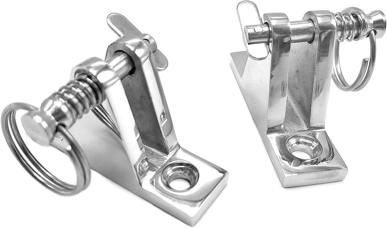 Amadget 2 Pack Bimini Top 90°Deck Hinge with Removable Pin, 316 Stainless Steel Marine Boat Hinge Mount Bimini Top Fitting Hardware : Sports & Outdoors