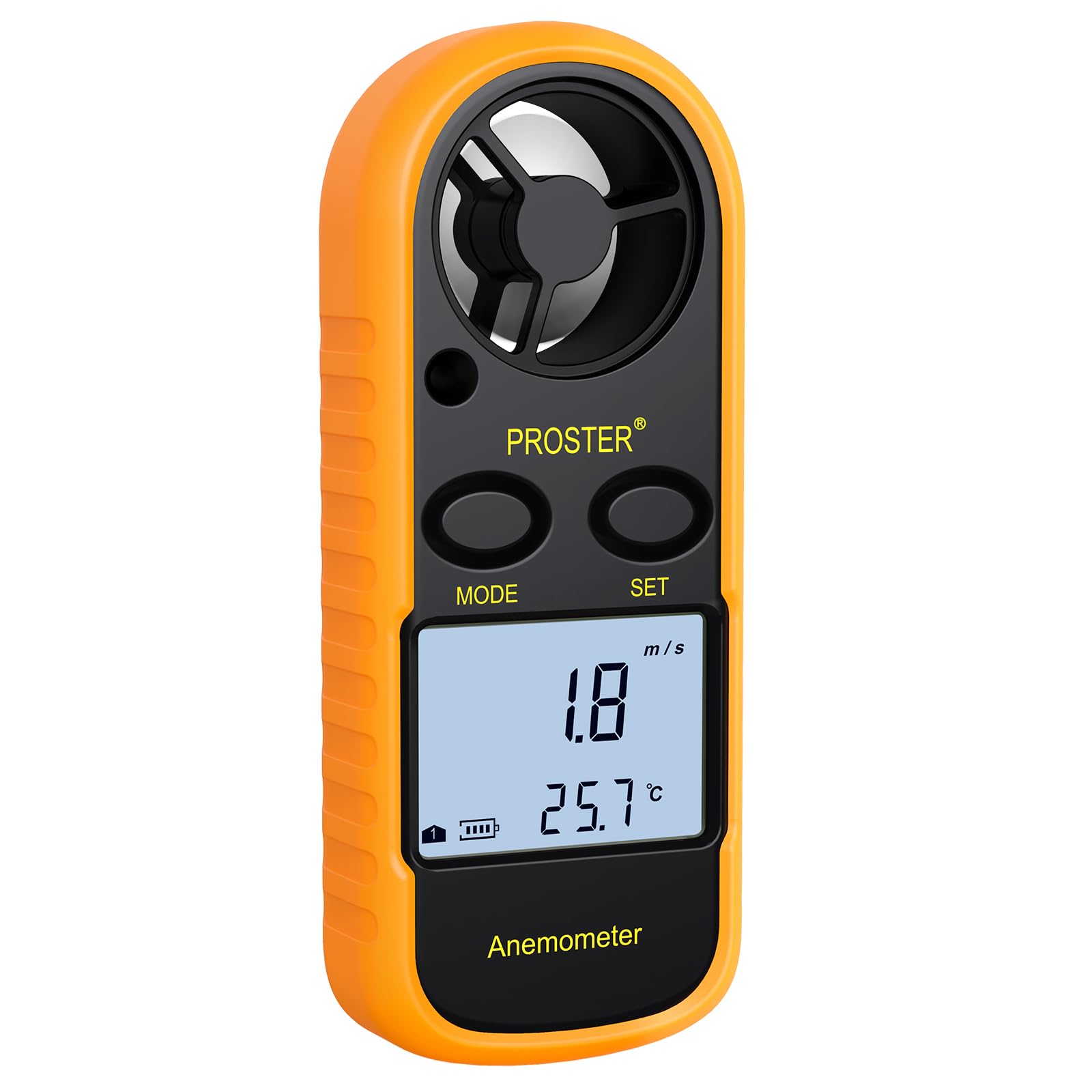 Proster Anemometer Handheld Digital 3 IN 1 Wind Speed Meter with Backlight LCD Wind Gauge Wind Air Flow Velocity Measurement for RC Drones Windsurfing Kite Flying Sailing Surfing with Storage Bag