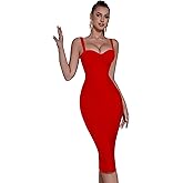 ADYCE Bandage Womens Formal Dress Spaghetti Strap Bodycon Prom Dress Celebrity Sexy Sleeveless Midi Evening Club Party Wear