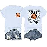 Migxsaf Basketball Mom Shirts for Women Game Day Shirt Funny Print Tshirts Vintage Graphic Tees Casual Summer Tops Lover Gift