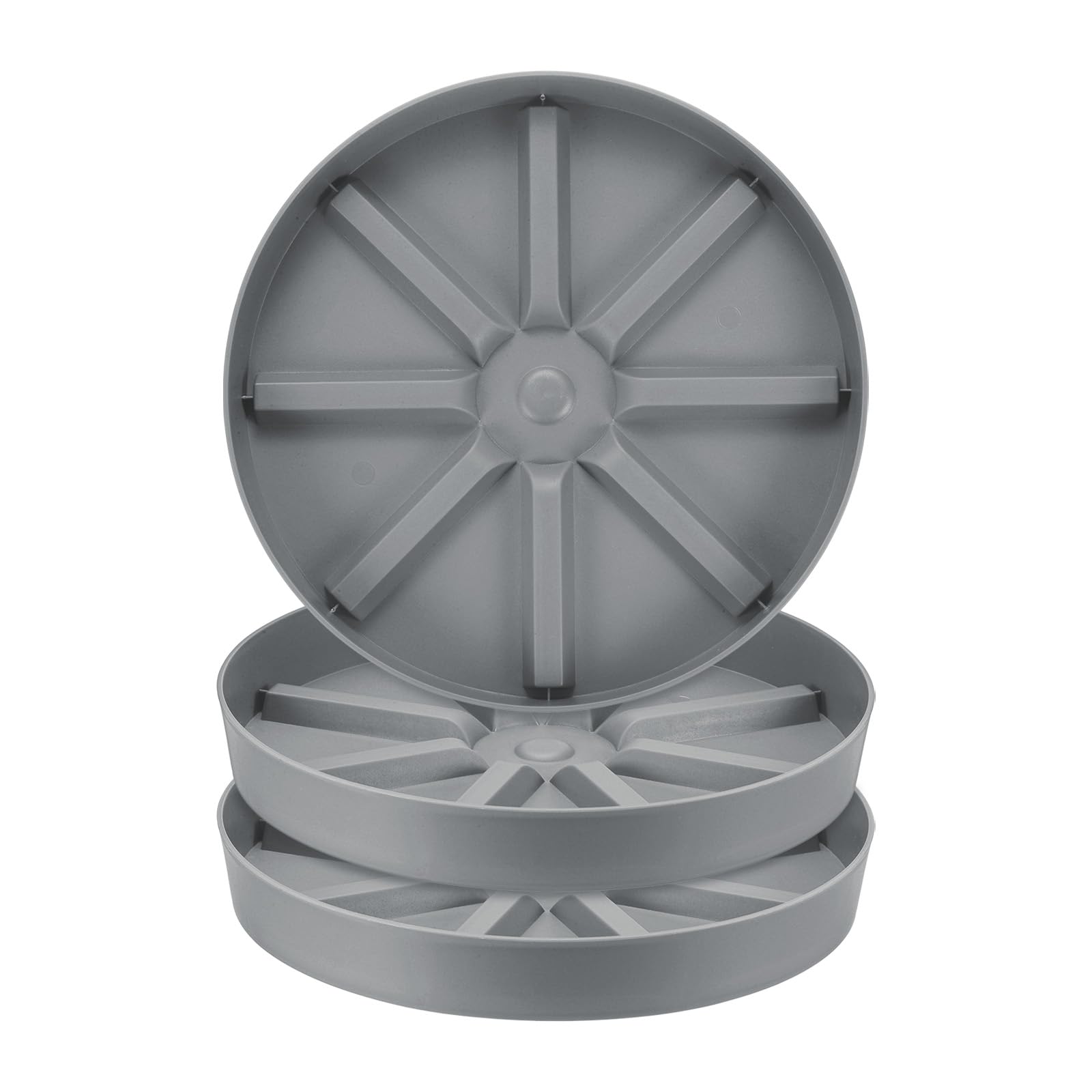M METERXITY 3-Pack Plant Saucer, 12 Inch Flower Pot Saucers, Thicker Anti-Rot Root Plastic Plant Saucer for Indoor/Outdoor Potted Plant/Plant Water Catcher Tray [Grey]
