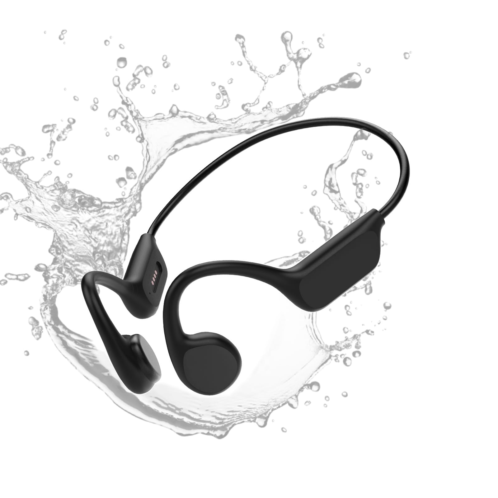 Photo 1 of Bone Conduction Headphones Sports Headset Open-Ear Bluetooth 5.4 Wireless Swimming Earphones with Built-in Mic 32G Memory Magnetic Charging IPX8 Waterproof for Workout Running Cycling (Pure Black)