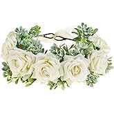 Vividsun Women Flower Crown Floral Headpiece Festival Wedding Hair Wreath Floral Crown (White)