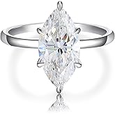 LOIPURI 4CT Marquise Cut Moissanite Engagement Ring for Women, D Color VVS1 Clarity 14K Gold/White Gold Plated Solitaire Wedding Rings, Promise Anniversary Rings Gift, Size 5-10