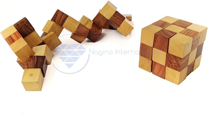 wooden rubik's cube puzzle