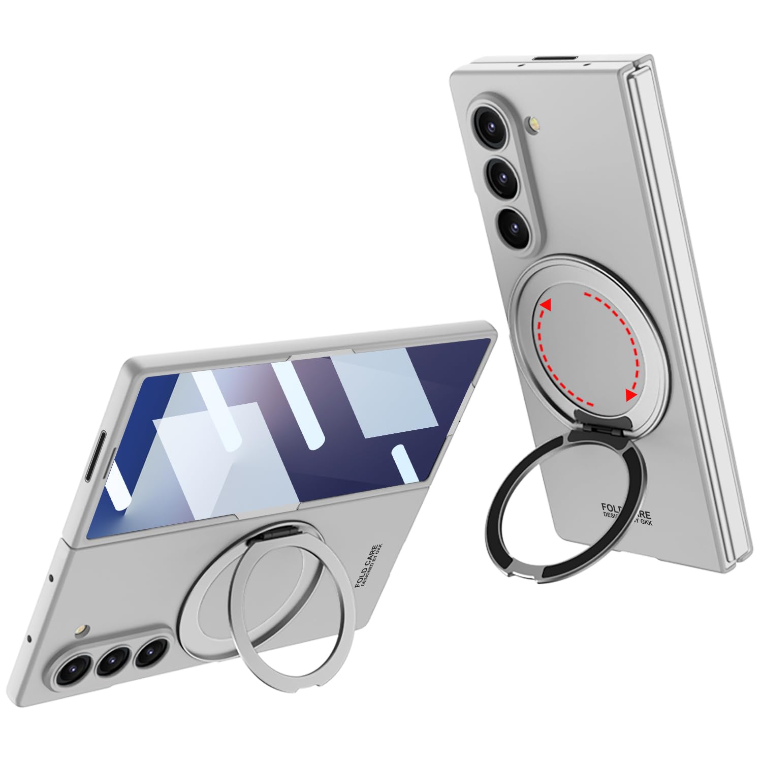 Photo 1 of SHIEID Galaxy Z Fold 7 Case with 360° Magnetic Kickstand & Built-in Screen Protector – Slim Shockproof Cover for Samsung Galaxy Z Fold 7, Silver
