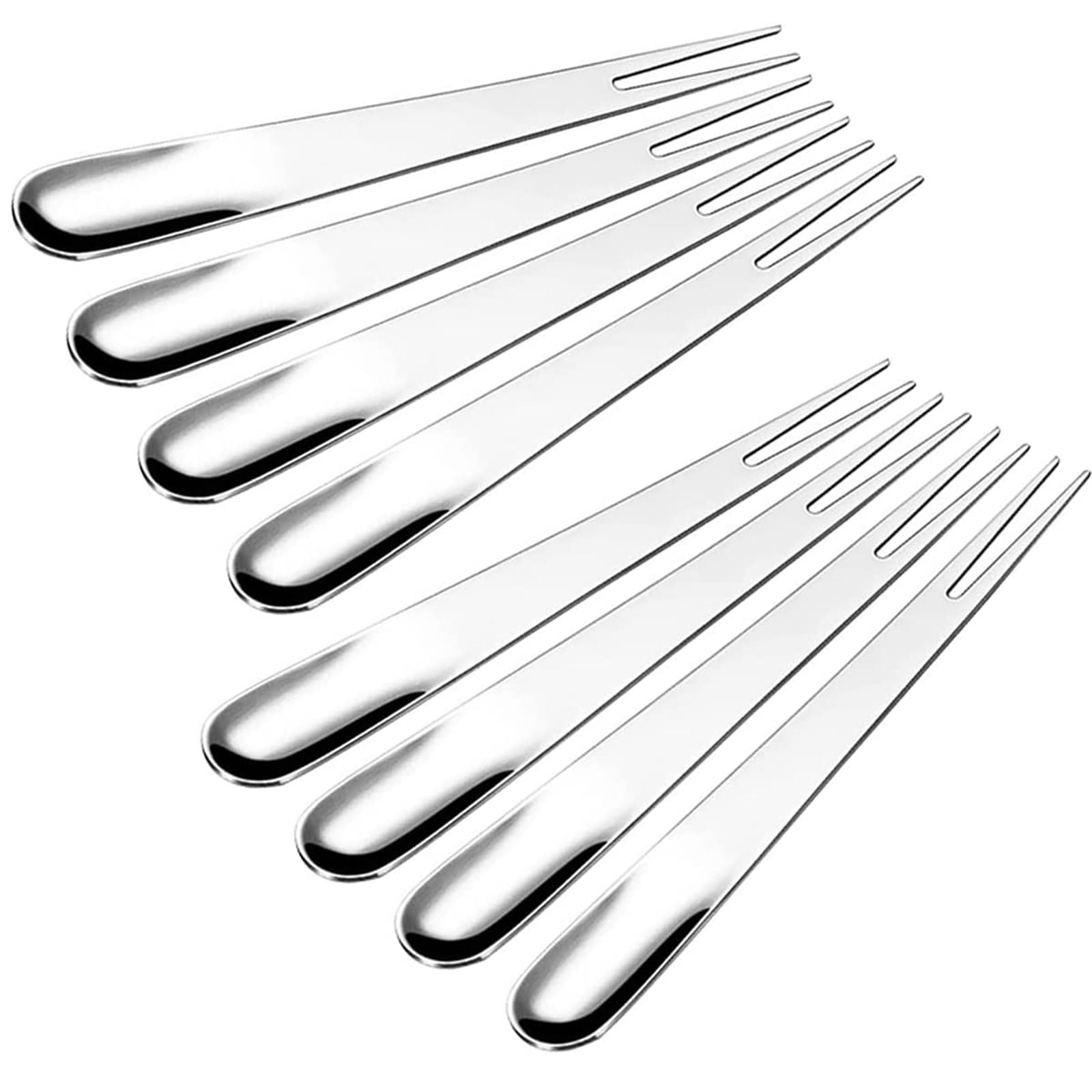 10-Pack Stainless Steel Crab Forks - 2-in-1 Spoon & Fork, Escargot Tasting Forks, 2-Prong Appetizer Forks for Cocktails, Salads, and Fruits - Portable Silverware for Parties and Travel