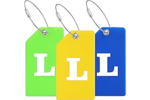 Anteecana Silicone Luggage Tag Initial-Baggage Handbag Travel Suitcase Tags with Name ID Card Quickly to Spot (3 Packs(Yellow+Blue+Green), L)
