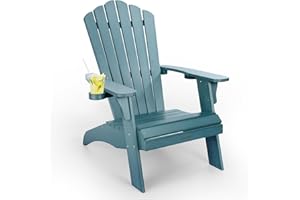 Cecarol Oversized Adirondack Chair Plastic, Outdoor Fire Pit Chair with Cup Holder, Adirondack Patio Chair Weather Resistant for Outside, Porch, Lawn, Garden- AC01, Blue