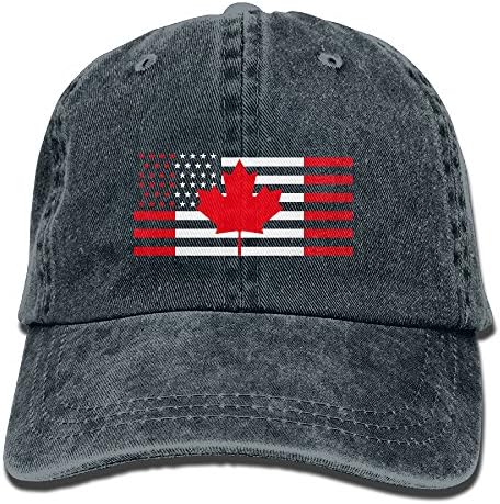 HDRAY Unisex Adult USA Canada Flag Washed Denim Cotton Sport Outdoor Baseball Hat Adjustable One Size