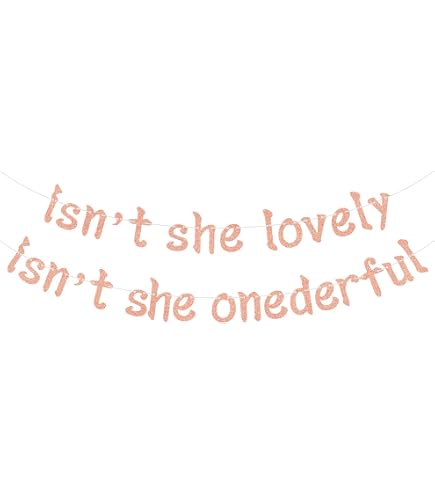 Isn't She Lovely Isn't She Onederful Gold Glitter Banner - First Birthday Decoration For Baby Girls - View #12