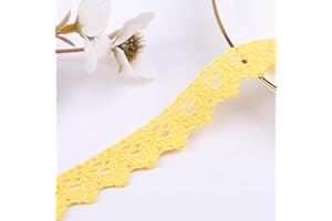 DYSHIPEN 30Yards Lace Ribbon 0.7Inch Wide Multi-Colored Lace Edge Trim for Sewing,Crochet Lace for Craft,Costume or Jewelry and Sewing (Yellow)