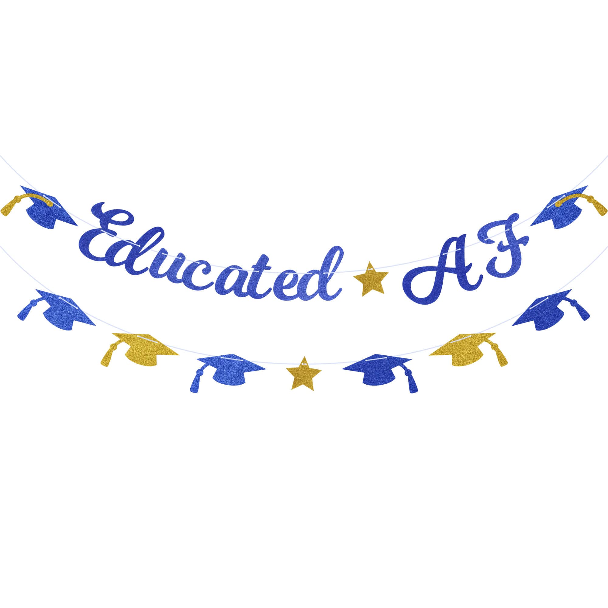 Pargleev Glitter Education AF Banner 2024 Graduation Congratulations Party Decorations Blue
