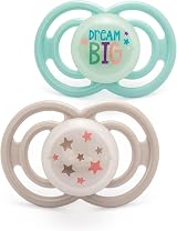 MAM Perfect Night Soothers 6-18 Months 2 Pack Glow in Dark Case White/Grey view 1