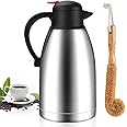 68 Oz Thermal Coffee Carafe,2 Liter Stainless Steel Thermos Carafe,Double Wall Insulated Coffee Server,Fully Sealed Coffee Thermos Dispenser Keep Hot 12 Hours,Vacuum Thermal Pot for Coffee Tea
