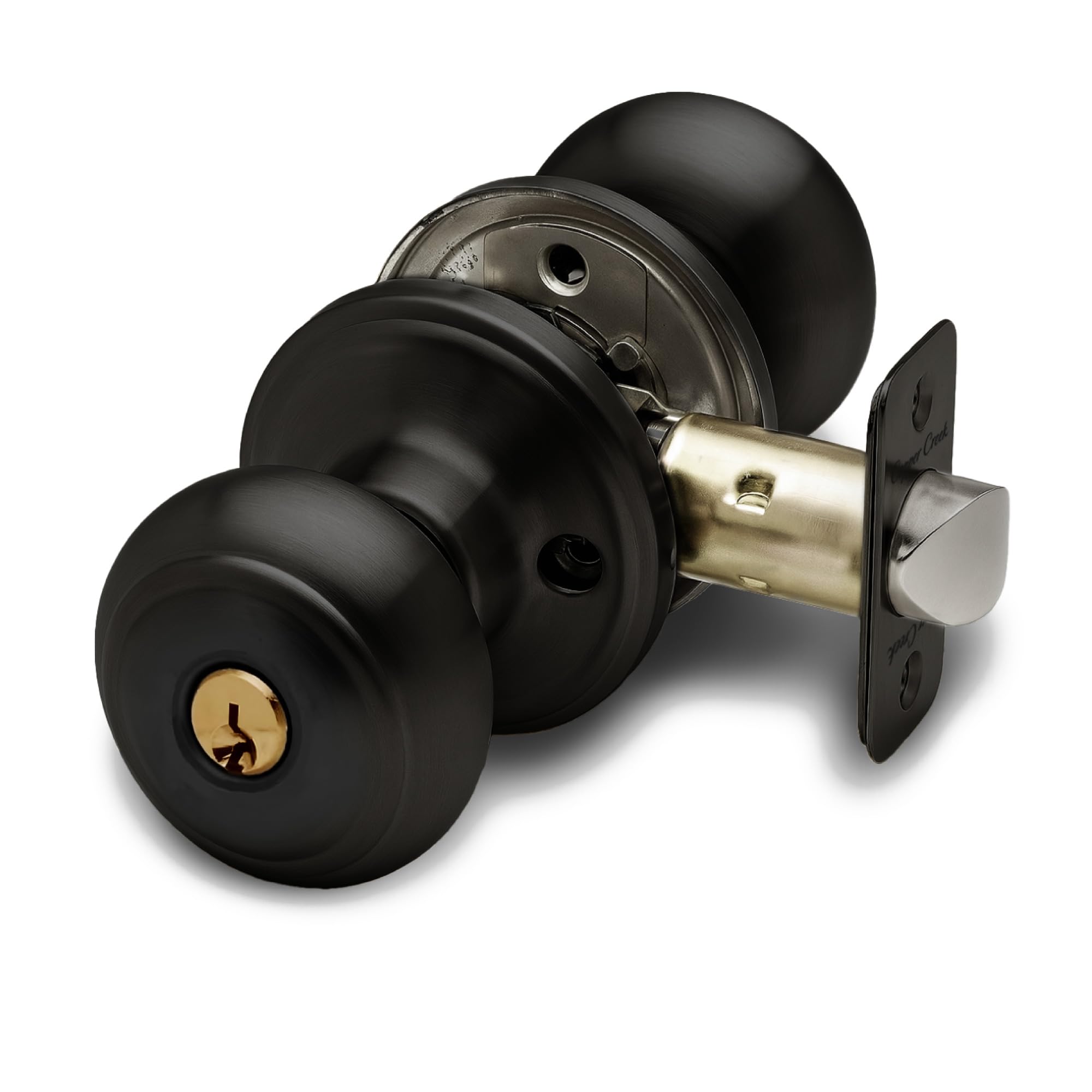 Copper Creek CK2040BC Colonial Door Knob, Keyed Entry Function, 1 Pack, in Black