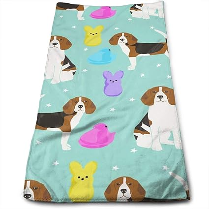 momnn Beagle Easter Spring Marshmallow Treats Dog Breed Pet Mint Hand Towels Dishcloth Floral Linen Hand Towels Super Soft Ex