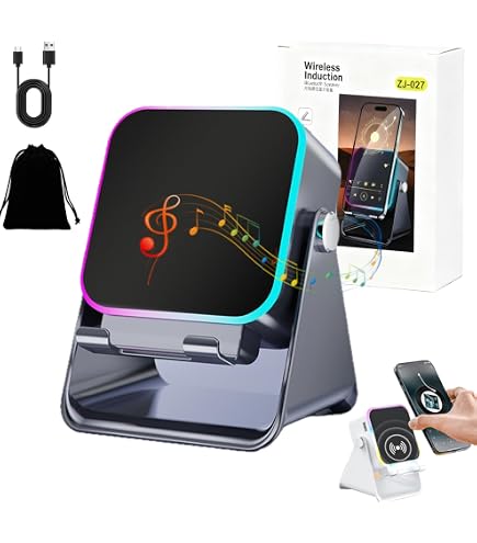 Haut-parleur à Induction Bluetooth 5.3 4 En 1 – Support Téléphone, Lumière RGB, Base Antidérapante – Pour Musique, Appels, Ambiance - 12