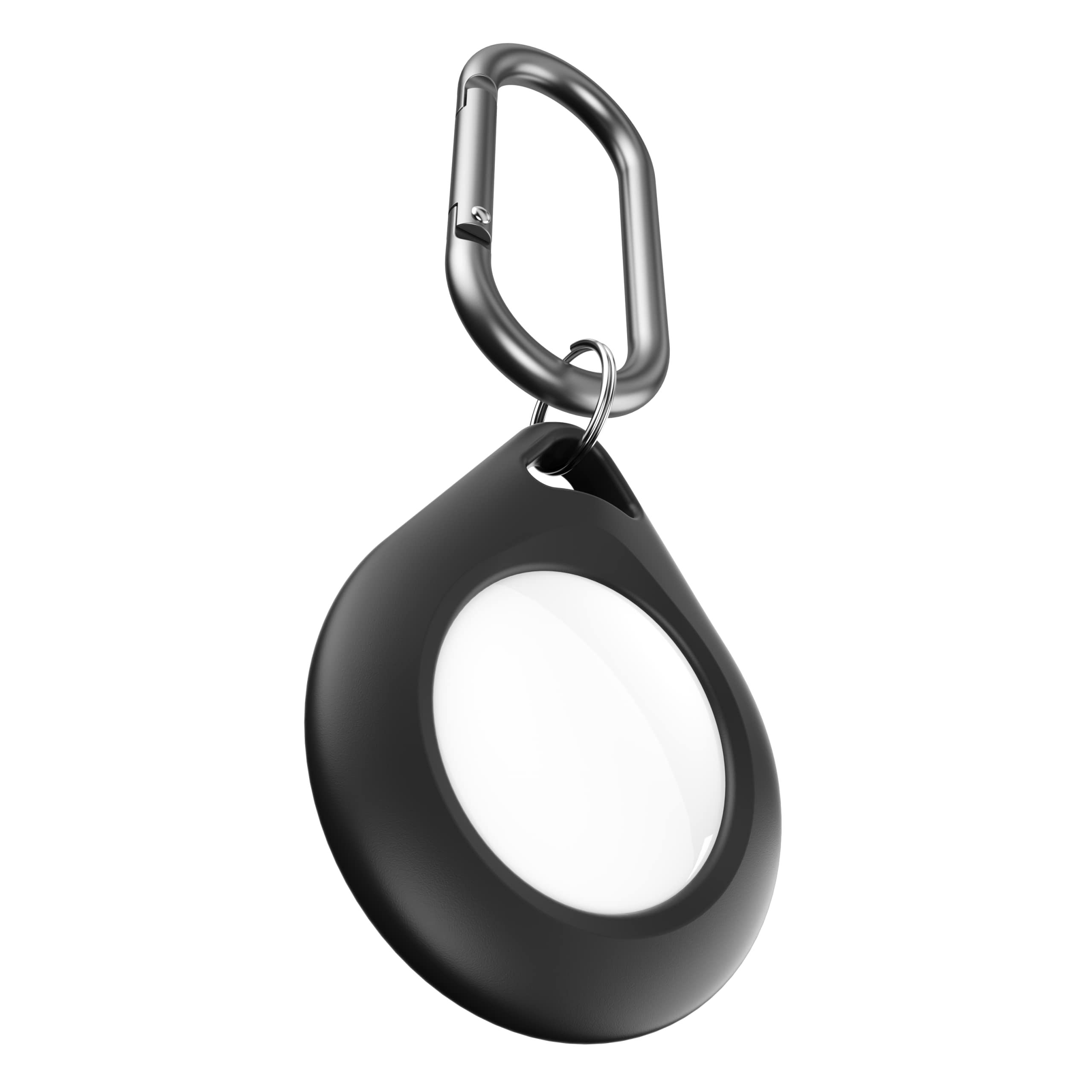 KeyBudz Secure Dock Apple Airtag Silicone Pendant with Carabiner, Black (Pack of 2)