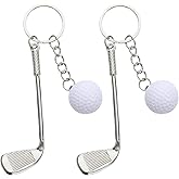 Tweruna 2 Pack Golf Keychain, Funny Golf Ball Keychains for Men, Mini Golf Club Car Key Chain for Women and Men Bag Pendant Christmas Birthday Gift