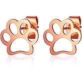 MALOYANVE Paw Stud Earrings for Women Tiny Cute Stainless Steel Gold Silver Plated Small Animal Puppy Paw Dog Cat Pet Hollow Sole Footprint Wedding Statement Cocktail Party Holiday Vacation Stud Earrings Jewelry Gifts