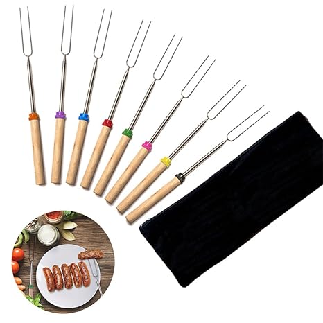Sue Supply Marshmallow Sticks Bräter Set der, 20,3–81,3 cm, Edelstahl Marshmallow Gabel, sicher für Kinder, Hot Dog BBQ stabi