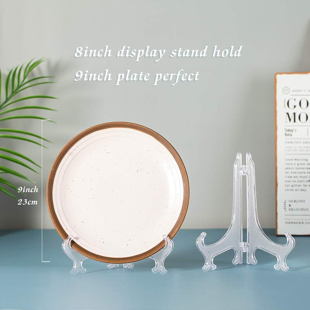 Tincogo 8" Clear Plastic Easels or Stand / Plate Holders to Display Pictures or Other Items at Weddings, Home Decoration - Image 3
