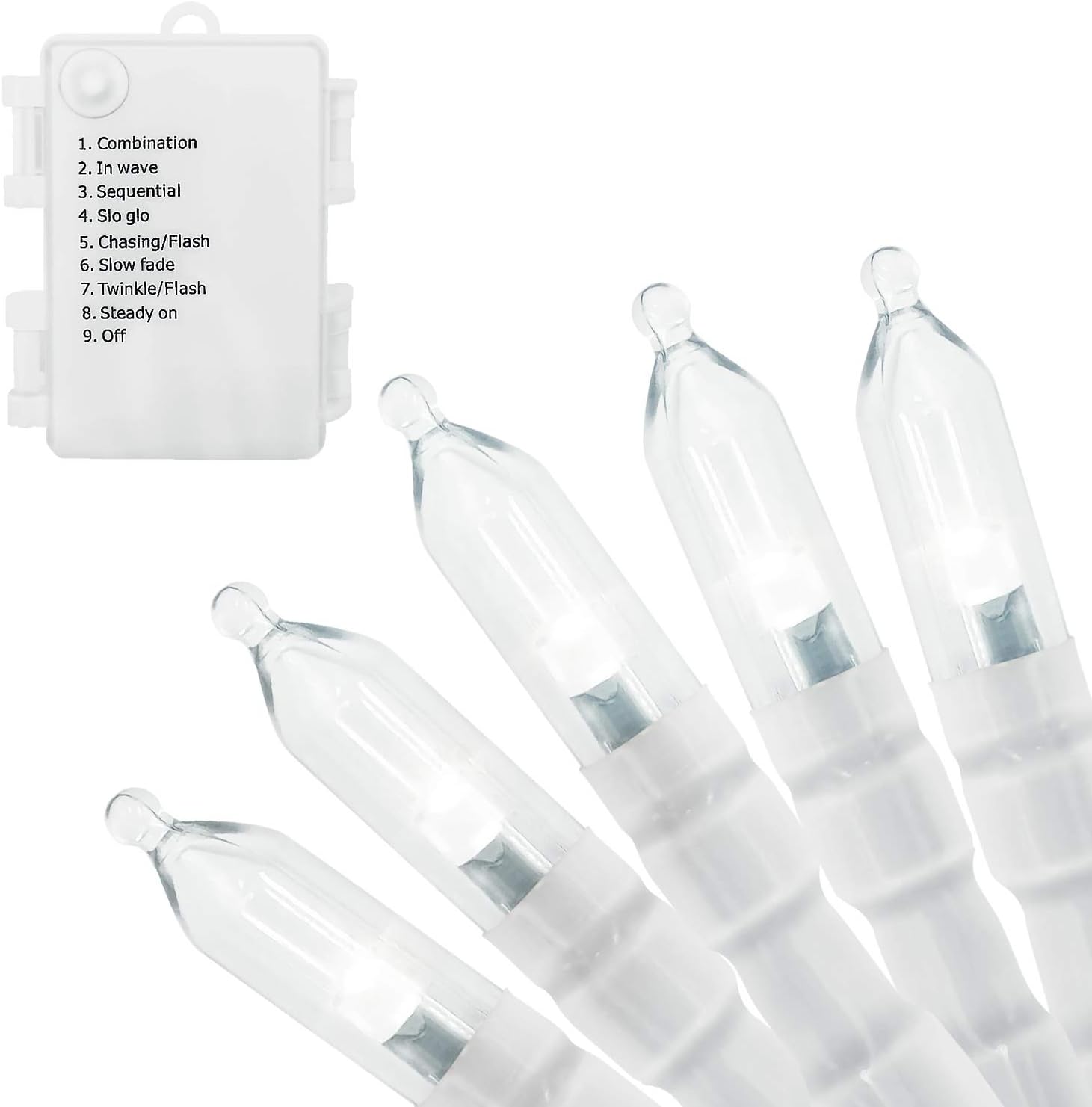 Christmas Lights Outdoor String Lights - Battery Operated String Lights 16ft 50 LED String Lights White Wire Clear Christmas Mini Light Set for Indoor Wedding Party Home Garden Wreath Waterproof White