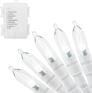 Christmas Lights Outdoor String Lights - Battery Operated String Lights 16ft 50 LED String Lights White Wire Clear Christmas Mini Light Set for Indoor Wedding Party Home Garden Wreath Waterproof White