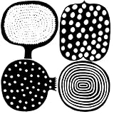 Ideal Home Range 20 Count Boston International 3-Ply Paper Cocktail Napkins, Marimekko Black Kompotti