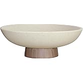LIN CHUAN Modern Resin Pedestal Bowl – Large Fruit Bowl for Kitchen Counter, Catch All Bowl for Entryway Table, Stylish Key Bowl & Dining Centerpiece, Brown