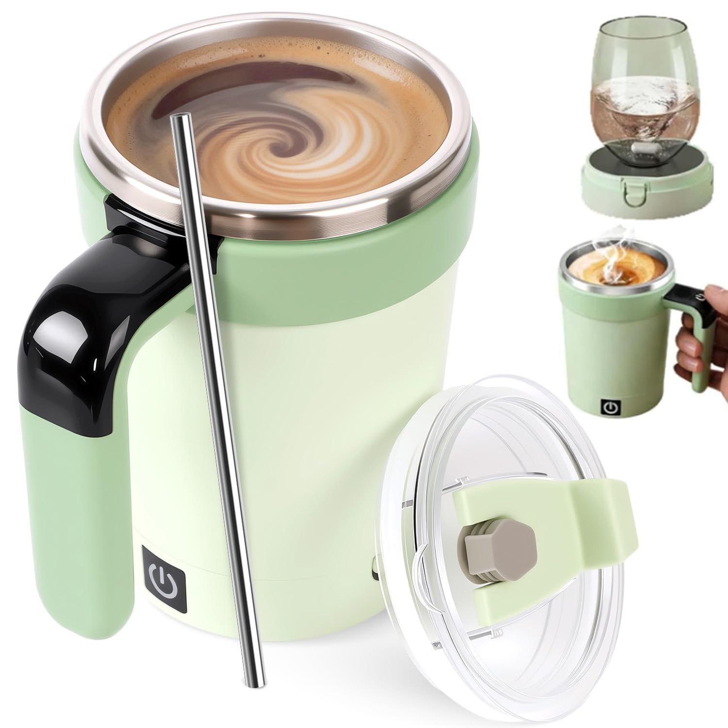 Photo 1 of MeiAid 2026 Upgraded Automatic Magnetic Stirring Coffee Mug with Temperature Display & Leak-Proof Lid – Suitable for Office School Home (Green)