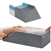 MEGCXIT Leg Elevation Pillow for After Surgery, Wedge Pillow, Grey | Knee/Foot/Ankle Support for Swelling, Improve Blood Circulation, Memory Foam, Non-Slip Bottom, Washable Cover, Double-Leg