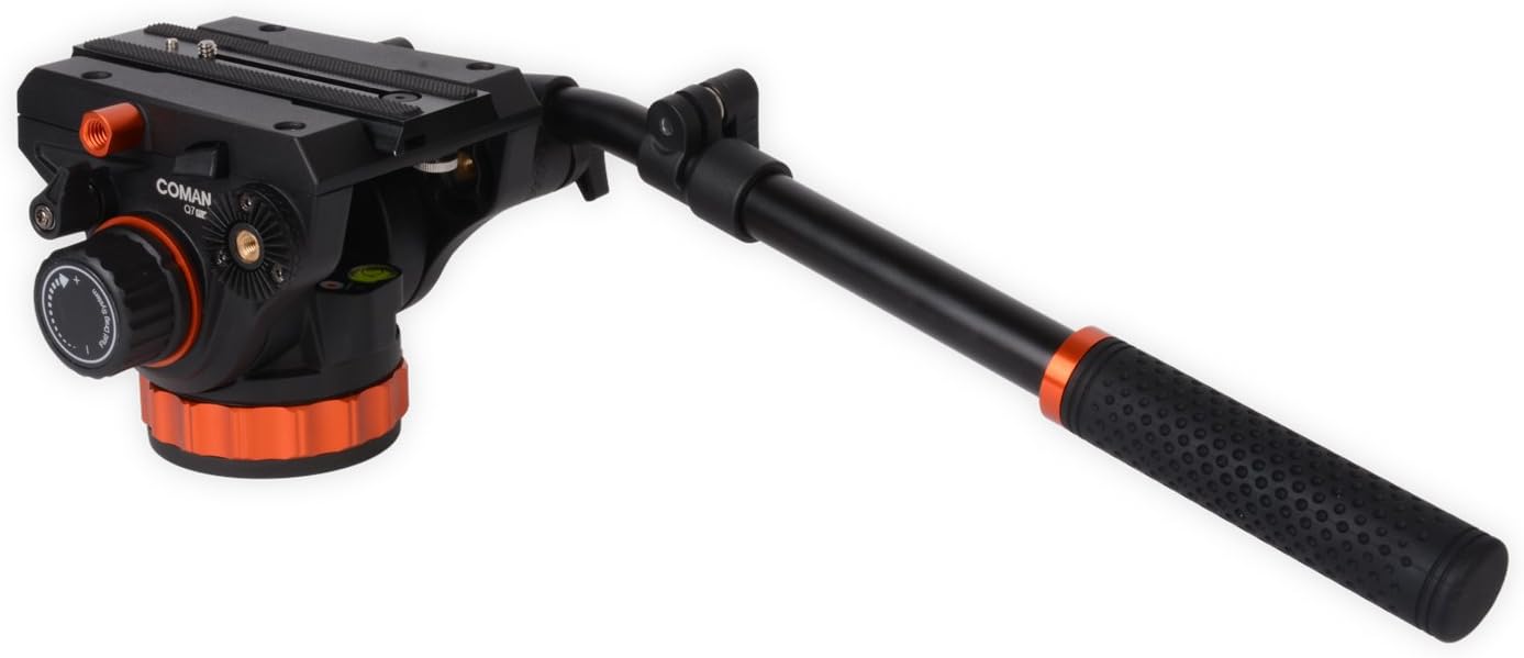COMAN Q7+ Videohead Ballhead Tilthead with 75mm half bowl + flat Base + Quick Release Plate