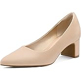 mysoft Women's Pointed Toe Pumps 2 Inch Chunky Block Low Heels Dressy Shoes Slip On Pumps