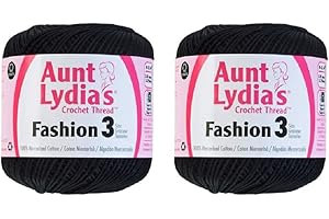 Aunt Lydia's Crochet Thread - Size 3 - (2-Pack) Black