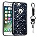 Hanlesi iPhone 7 Plus Case Case Fashion Glitter Shiny Gradient Bling Silicone Protective Cover for Apple Phone 7P Plus 5.5 inch for Girl Boy 2017 New with Lanyard Hole Black