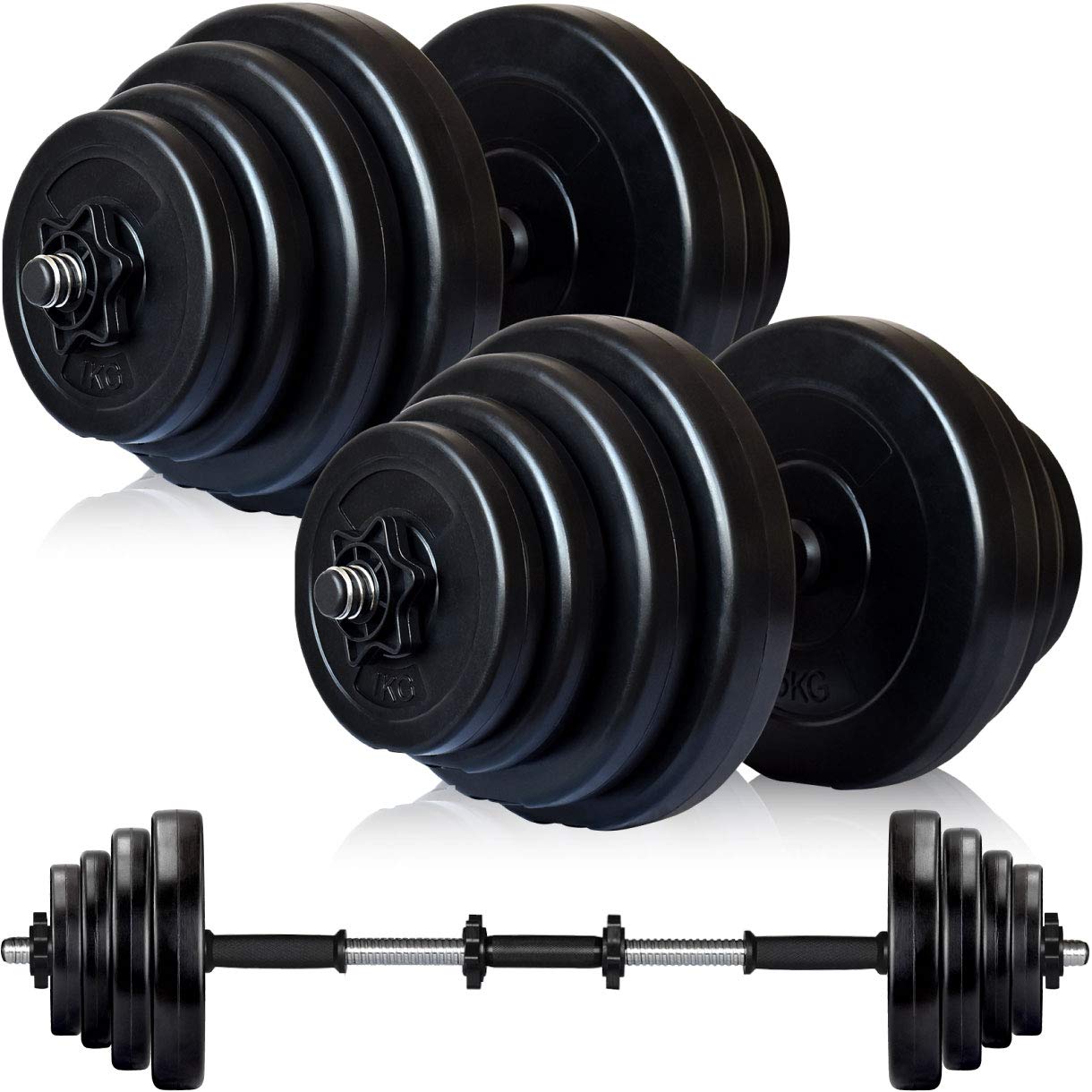 YouTen(ユーテン) ダンベル 10kg 20㎏ 30kg 2個セット 筋トレ バーベル ダンベル 筋トレグッズ ベンチプレス きんとれグッズ 重量調節 アジャスタブルダンベル ダンベル 可変式 可変式ダンベル (ダンベル 20KG×2(ジョイント付きブラック）)商品画像