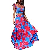 Sezhgswd 2 Piece Skirt Sets for Women Outfits Floral Sleeveless Tank Top High Waist Long Maxi Skirts Vacation Dress