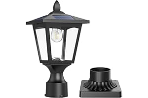 GRELUNA Solar Post Lights, 6000K Dusk to Dawn Solar Lamp Post Light with Pier Mount Base, Solar Post Lights Outdoor Waterproof for Garden Yard Landscape Pole Pillar, Outside Decorative Lamp(Cool White)