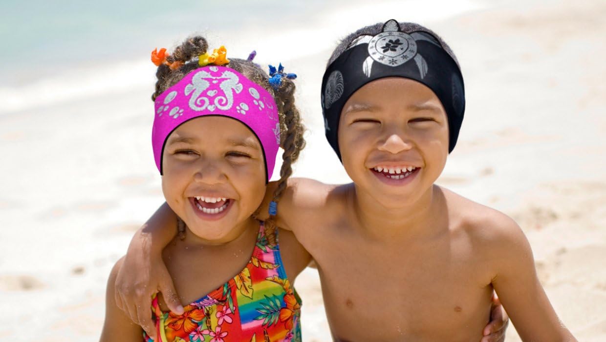 Will & Fox Swimming Headband with Earplugs for Kids - Non Slip Grip and Adjustable Ear Band (Turtle Black, Medium) : Sports & Outdoors