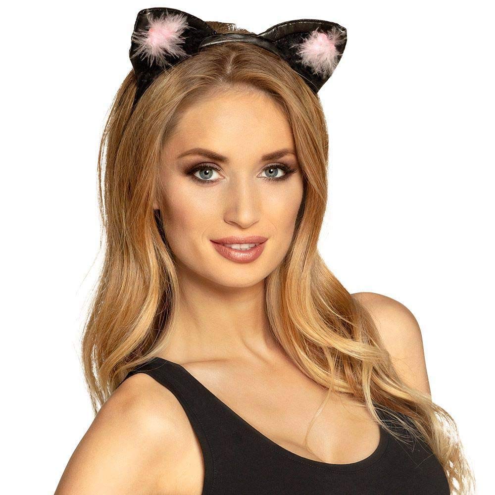 Black and Pink Cat Ears Costume Accessory ()