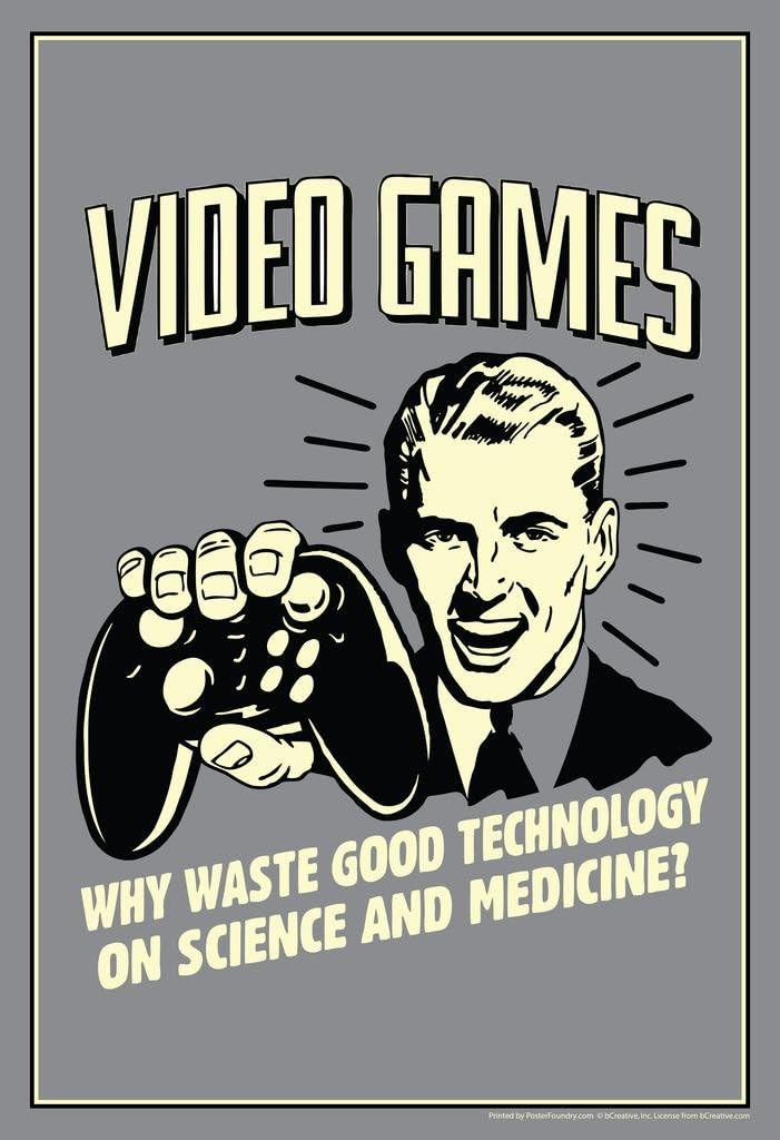 Video Games Why Waste Technology On Science Retro Humor Cool Wall Decor Art Print Poster 24x36