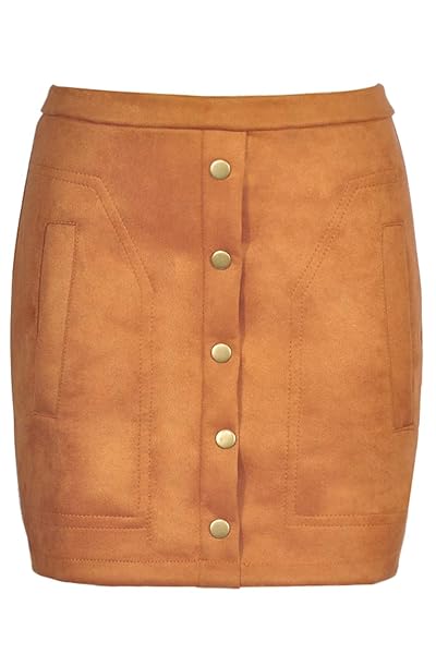 MEYEEKA FAUX LEATHER SKIRT FOR WOMEN VINTAGE HIGH WAIST CLASSIC SLIM MINI PENCIL SKIRT S KHAKI