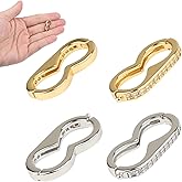 Ryetvok 4pcs Necklace Shortener Clasp, Secure Lock Pearl Enhancer Clasp with Cubic Zirconia,Bracelet Shortener for DIY Jewelry Making & Repair