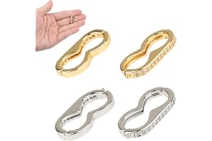 Ryetvok Necklace Shortener Clasp, Secure Lock Pearl Enhancer Clasp with Cubic Zirconia,Bracelet Shortener for DIY Jewelry Mak