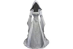 SHOPESSA Women's Gothic Dress with Hood Medieval Costume Corset Renaissance Dress Victorian Dress