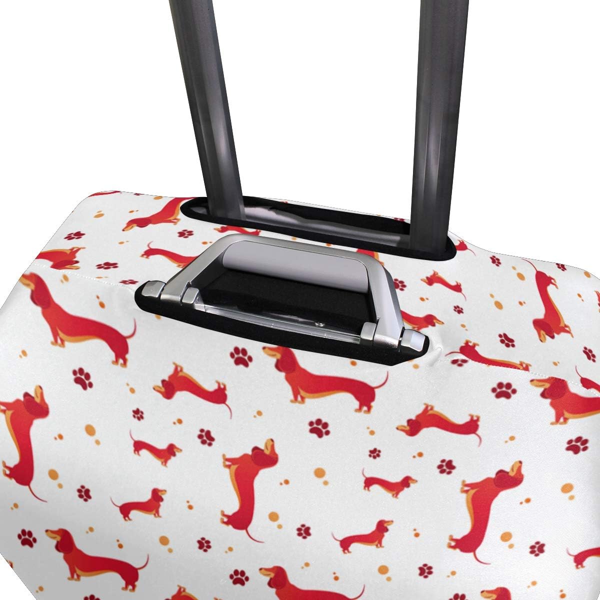 Fashion Travel Red Dachshund Dog With Paw Luggage Suitcase Protector Washable Baggage Covers