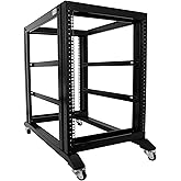 Raising Electronics Server Rack Open Frame Rack 4 Post 19 inch Adjustable Server/Audio Rack Cold Rolled Steel(15U,31 Depth)